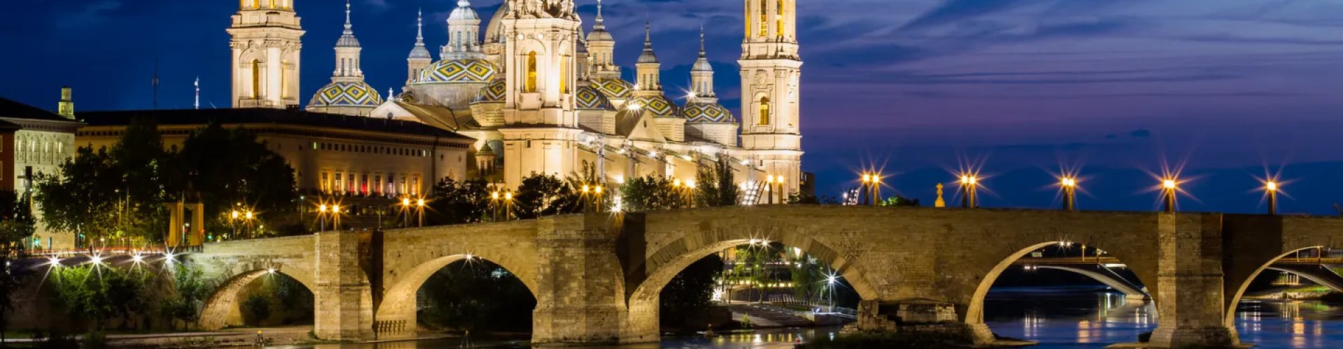 Zaragoza night skyline