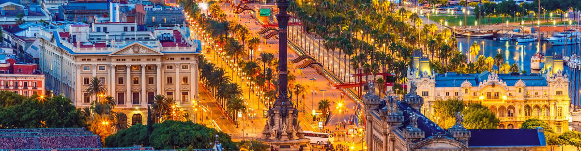 Night skyline of Barcelona, ES